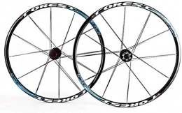 MGE Mountain Bike Wheel MGE 26 / 27.5inch Mountain Bike Wheelset, Double Wall 24H Disc Brake Quick Release Compatible 7 8 9 10 11Speed Bike Wheel (Color : Blue, Size : 26inch)