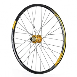 MJCDNB Mountain Bike Wheel MJCDNB Quick Release Axles Bicycle Accessory Bicycle Rear Wheel 26 / 27.5 Inch, Double Wall Racing MTB Rim QR Disc Brake 32H 8 9 10 11 Speed Road Bicycle Cyclocross Bike Wheels (Color : Gold, Size :