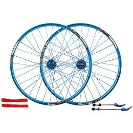 Bewinch Spares Mountain Bicycle Wheelset 26 Inch, Double-Walled Aluminum Alloy Bicycle Wheels Disc Brake MTB Bike Wheel Set Quick Release American Valve 7 / 8 / 9 / 10 Speed, Blue