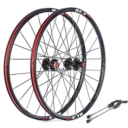 Generic Mountain Bike Wheel Mountain Bike Disc Brake Wheelset 24" MTB Rim 24H Carbon Hub Quick Release Wheels For 7 / 8 / 9 / 10 / 11 Speed Cassette Flywheel 1770g (Color : Red, Size : 24'') (Black 24)