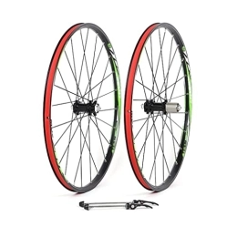 Generic Mountain Bike Wheel Mountain Bike Disc Brake Wheelset 26 / 27.5" Bicycle Rim MTB Quick Release Wheels Flat Spokes 24H Hub For 7 / 8 / 9 / 10 / 11 Speed Cassette Flywheel 1900g (Color : Red, Size : 26'') (Green 26)