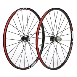 Generic Mountain Bike Wheel Mountain Bike Disc Brake Wheelset 26 / 27.5" Bicycle Rim MTB Quick Release Wheels Flat Spokes 24H Hub For 7 / 8 / 9 / 10 / 11 Speed Cassette Flywheel 1900g (Color : Red, Size : 26'') (Red 27.5)