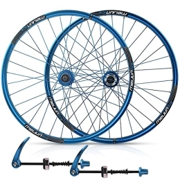 Generic Mountain Bike Wheel Mountain Bike Disc Brake Wheelset 26" Bicycle Rim QR Quick Release MTB Wheels 32H Hub For 7 / 8 / 9 / 10 Speed Cassette 2267g (Color : Gold, Size : 26in) (Blue 26in)