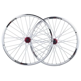 Generic Mountain Bike Wheel Mountain Bike Quick Release Wheelset 26" Bicycle Rim MTB QR C / V Brake Disc Brake Wheels Cassette Hub 32H For 7 / 8 / 9 / 10 Speed 2267g (Color : White, Size : 26 inch) (White 26 inch)