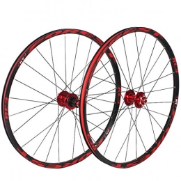 Mountain Bike Mountain Bike Wheel Mountain Bike Wheel Set 120 Sounds Ultralight 5 Bearing 26" / 27.5" Bicycle Disc Brake Quick Release Red Hub+Black Rim+Black Spokes+Red Pattern(Front Wheel+Rear Wheel) (Size : 27.5")