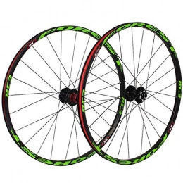 Mountain Bike Mountain Bike Wheel Mountain Bike Wheel Set 120 Sounds Ultralight 5 Bearing 26" / 27.5" Bicycle Wheelsets Disc Brake Quick Release Black Hub+Black Rim+Black Spokes+Green Pattern(Front Wheel+Rear Wheel) (Size : 27.5")