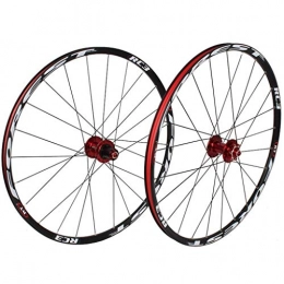 MIAO Mountain Bike Wheel Mountain bike wheel set 120 ultra-light sounds 5 bearings 26" / 27.5" bicycle wheels disc brake red hub quick release + black rim + black spokes + white pattern (front wheel + rear wheel)