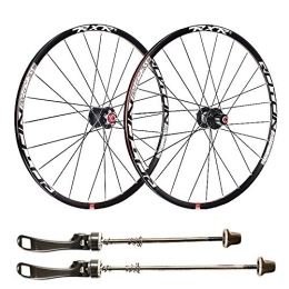 CHUDAN Spares Mountain Bike Wheels, 26 Inch Bicycle Wheelset Double Walled Aluminum Alloy MTB Cycling Wheels Disc Rim Fast Release Disc Brake 24 Holes 7 8 9 10 11 Speed Cassette Carbon Fiber Hub, Black