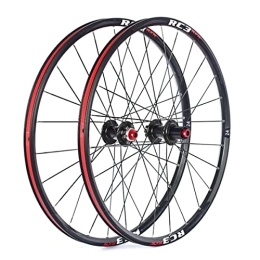 Generic Mountain Bike Wheel Mountain Bike Wheelset 24 Inch MTB Rim 24H Thru Axle Carbon Hub Disc Brake Wheels For 7 / 8 / 9 / 10 / 11 Speed Cassette 1770g (Color : Red, Size : 24'') (Black 24)