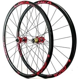 vivianan Mountain Bike Wheel Mountain Bike Wheelset 26 / 27.5 / 29 Inch 700C, Aluminum Alloy Rim 24H Disc Brake MTB Wheelset, Thru Axle Front Rear Wheels Bicycle Wheels, Fit 7-12 Speed Cassette ( Color : Red hub , Size : 26inch )