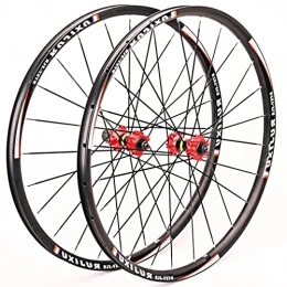 Generic Mountain Bike Wheel Mountain Bike Wheelset 26 / 27.5 / 29 Inch Aluminum Alloy Rim 24H Hub Disc Brake MTB Wheel Set Quick Release Bicycle Wheels Fit 7-11 Speed Cassette 1900g (Color : Red, Size : 29 in) (Red 26 in)