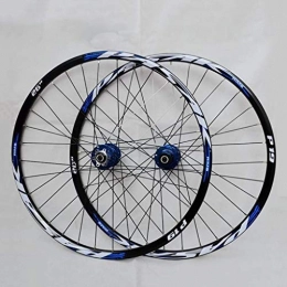 CWYP-MS Spares Mountain Bike Wheelset, 26 / 27.5 / 29 Inch Bicycle Wheel (Front + Rear) Double Walled Aluminum Alloy MTB Rim Fast Release Disc Brake 32H 7-11 Speed Cassette (Color : Blue, Size : 26in)