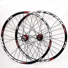 CWYP-MS Spares Mountain bike wheelset, 26 / 27.5 / 29 inch bicycle wheel (front + rear) double-walled aluminum alloy rim quick release disc brake 32H 7-11 speed (Color : Red, Size : 27.5in)