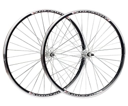 Generic Mountain Bike Wheel Mountain Bike Wheelset 26'' 700C Bicycle Rim V Brake MTB Wheels Bolt On Solid Shaft Hub For 6 / 7 / 8 / 9 Speed Rotary Flywheel (Color : Black, Size : 700C) (Silver 26inch)