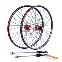 Generic Mountain Bike Wheel Mountain Bike Wheelset 26" Rim Disc Brake Quick Release Wheels MTB 32H Hub For 7 / 8 / 9 / 10 Speed Cassette Bicycle Wheelset 1960g (Color : Red, Size : 26'') (Red 26)