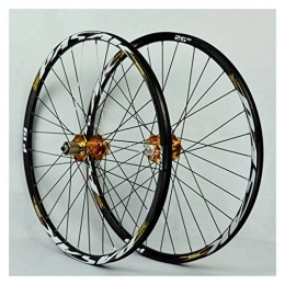 NEZIAN Mountain Bike Wheel Mountain Bike Wheelset 27.5 Bicycle Wheel Double Wall Alloy Rim Sealed Bearing MTB 7-11 Speed Cassette Hub Disc Brake QR 32H (Color : Yellow)