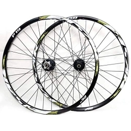 Bewinch Spares Mountain Bike Wheelset, 29 / 26 / 27.5 Inch Bicycle Wheel (Front + Rear) Double Walled Aluminum Alloy MTB Rim Fast Release Disc Brake 32H 7-11 Speed Cassette, Green, 27.5 in