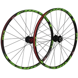 BYCDD Spares Mountain Bike Wheelset Ultra Light Double Wall MTB Rim Quick Release Disc Brake Bicycle Wheel Set 7-11 Speed Cassette, Green_27.5 Inch