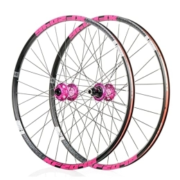 BYCDD Spares Mountain Bike Wheelset Ultra Light Double Wall MTB Rim Quick Release Disc Brake Bicycle Wheel Set 7-11 Speed Cassette, Pink_26 Inch