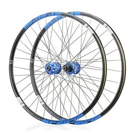 BYCDD Spares Mountain Bike Wheelsets, MTB Wheels Quick Release Disc Brakes, 24H Low-Resistant Flat Spokes Bike Wheel fit 7-11 Speed Cassette, Blue_26 Inch