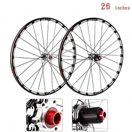 CHUDAN Mountain Bike Wheel MTB Bicycle Front Wheel Rear Wheel, Mountain Bike Wheelset 26 / 27.5 / 29 Inches Double Walled Aluminum Alloy Rim Disc Brake Carbon Fiber Hub Barrel Shaft 7-11 Speed Cassette, Black, 26in