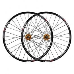 CWYP-MS Spares MTB Bicycle Wheel Set 26 Inch Mountain Bike Double Wall Rims Disc Brake Hub QR For 7 / 8 / 9 / 10 Speed Cassette 32 Spoke (Color : Gold hub)