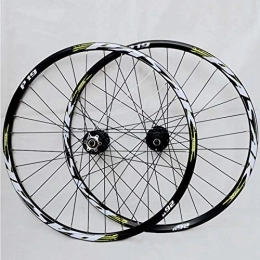 SN Spares MTB Bicycle Wheelset 26 27.5 29 In Mountain Bike Wheel Set Double Layer Alloy Rim Quick Release 7-11 Speed Cassette Hub Disc Brake (Color : Black Hub green logo, Size : 26IN)