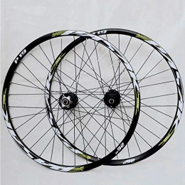 SN Spares MTB Bicycle Wheelset 26 27.5 29 In Mountain Bike Wheel Set Double Layer Alloy Rim Quick Release 7-11 Speed Cassette Hub Disc Brake (Color : Black Hub green logo, Size : 27.5IN)