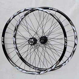 SN Spares MTB Bicycle Wheelset 26 27.5 29 In Mountain Bike Wheel Set Double Layer Alloy Rim Quick Release 7-11 Speed Cassette Hub Disc Brake (Color : Black Hub silver logo, Size : 26IN)