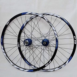 CWYP-MS Spares MTB Bicycle Wheelset 26 / 27.5 / 29 In Mountain Bike Wheel Set Double Layer Alloy Rim Quick Release 7-11 Speed Cassette Hub Disc Brake (Color : Blue Hub Blue Logo, Size : 26in)