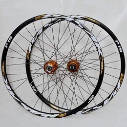 SN Spares MTB Bicycle Wheelset 26 27.5 29 In Mountain Bike Wheel Set Double Layer Alloy Rim Quick Release 7-11 Speed Cassette Hub Disc Brake (Color : Gold Hub gold logo, Size : 27.5IN)