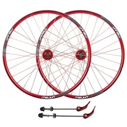 SN Spares MTB Mountain Bike Wheelset, 26inch Bicycle Wheel Set Disc Brake Front Rear Wheels Quick Release Double Wall Alloy Rim 7-10 Speed (Color : Red)