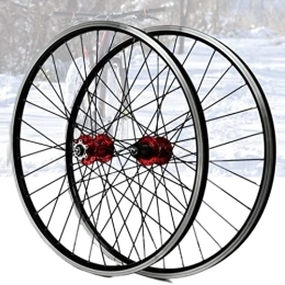 Samnuerly Spares MTB Wheelset 26 / 27.5 / 29 Inch Disc / Rim Brake Mountain Bike Front Rear Wheel 32 Spoke QR Sealed Bearing Hubs Fit 8 9 10 11 12 Speed Cassette (Color : Black, Size : 26inch) (Red 26inch)