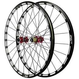 OPARIA Mountain Bike Wheel OPARIA 26 / 27.5 / 29inch Mountain Bike Wheelset Thru Axle Disc Brake MTB Wheel 7 8 9 10 11 12 Speed Cassette Freewheel Double Wall Rim 24 Holes 1750g (Color : Red Hub, Size : 26in)