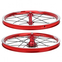 Pwshymi Spares Pwshymi 16 inch Folding Bike Rims Set V Brake wear-resistant durable Front 74mm Rear 85mm Hub Bicycle Wheelset for mountain bike for hiking(red)