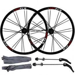 QHY Spares QHY Cycling 26inch Mountain Bike Wheelset, MTB Double Wall Rim Disc Brake 7 / 8 / 9 / 10 Speed Sealed Bearings Hub 24H (Color : Black, Size : 26inch)