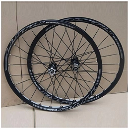 QHY Spares QHY Cycling MTB Bicycle Wheel 26 Inch Disc Brake Double Wall Rims Bike Wheelset QR Sealed Bearing 24H For Cassette Hub 8-11 Speed (Color : Black hub)