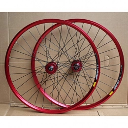 QHY Spares QHY Cycling MTB Bike Wheelset 24 Inch Double Layer Rim Disc / Rim Brake Bicycle Wheel 8-10 Speed 32H (Color : B- Red)