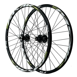 QHY Spares QHY MTB Mountain Bike Wheels 26 27.5 29inch Bicycle Wheels Big Hub 6 Claws 1-1 / 2” AM Wheel 9MM QR Wheelset Rim (Color : Green, Size : 26 inch)