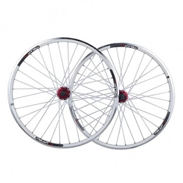 QHYRZE Spares QHYRZE 26" Mountain Bike Quick Release Wheelset V / Disc Brake Bicycle Rim MTB Wheels 32H Hub For 7 / 8 / 9 / 10 Speed Cassette 2267g (Color : White, Size : 26'')