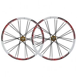 QHYRZE Spares QHYRZE 26" Mountain Bike Wheelset MTB Disc Brake Wheel Set 24H Bicycle Rim QR Quick Release Hub For 7 / 8 / 9 / 10 Speed Cassette 2415g (Color : White Gold, Size : 26'')