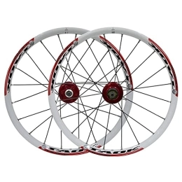 QHYRZE Mountain Bike Wheel QHYRZE Bicycle Wheelset 20inch 406 BMX Wheel Set MTB Folding Bike Rim Disc Brake Rapid Release Hub 20H For 7 8 9 Speed Cassette 1580g (Color : White Red, Size : 406)