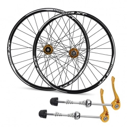 QHYRZE Spares QHYRZE Mountain Bike Disc Brake Wheelset 26" 27.5" 29" Rim MTB Bicycle Wheels QR Quick Release 32H Hub For 7 / 8 / 9 / 10 / 11 / 12 Speed Cassette 2015g (Color : Gold, Size : 27.5'')