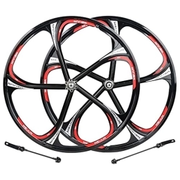 QHYRZE Mountain Bike Wheel QHYRZE Mountain Bike Disc Brake Wheelset 26'' Rim Bicycle Integrated Wheel Set MTB Wheels Quick Release Hub For 7 / 8 / 9 / 10 Speed Cassette (Color : Black, Size : 26'')