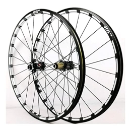 QHYRZE Mountain Bike Wheel QHYRZE Mountain Bike Wheelset 26" 27.5" 29'' Bicycle Rim MTB Disc Brake Thru Axle Wheels Front Rear 24 Holes Hub For 7 8 9 10 11 12 Speed Cassette 1750g (Color : Black, Size : 26'')