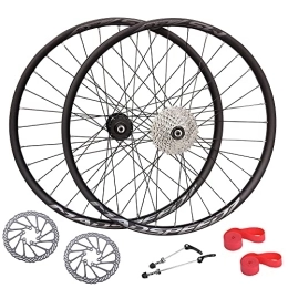 Madspeed7 Mountain Bike Wheel QR 26" (ETRTO 559x20) MTB Mountain Bike Disc Wheel Set + 8 Speed Cassette (11-32t) + 160mm Disc Brake Rotors - Taiwan Sealed Bearings (6 Bolt) Disc Brake Hubs (Very smooth hubs)