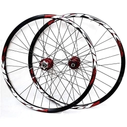 Qwhone Mountain Bike Wheel Qwhone Bicycle Wheelset, 26inch 27.5inch 29inch MTB Bike Wheelset Aluminum Alloy Disc Brake Mountain Cycling Wheels for 7 / 8 / 9 / 10 / 11 Speed, Red, 26inch