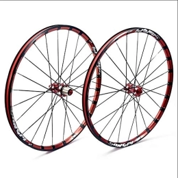 QXFJ Spares QXFJ 26 / 27.5 Inch MTB Bike Wheel / Cycle Wheel, Disc Brake / 120 Ring Hub / Quick Release / Black And Red / Support 7-8-9-10-11 Speed / 24H Straight Pull Flat Spokes / Semi-Carbon Ultra-Light