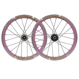 Samnuerly Spares Samnuerly 16 Inch Mountain Bike Wheelset MTB Bicycle Wheels Double Wall Alloy Rim Cassette Hub V Brake Quick Release Front Rear 11 Speed (Pink)