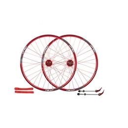 Samnuerly Spares Samnuerly 26 In Bicycle Wheelset, 32H double-walled aluminum alloy bicycle wheels disc brake mountain bike wheel set quick release American valve 7 / 8 / 9 / 10 speed (Red)